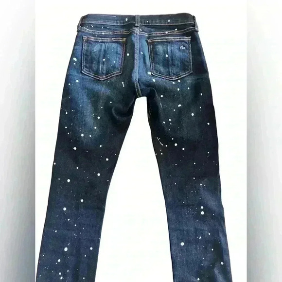 Rag and Bone “Paint Splatter” Skinny Jeans Dark Wash - Picture 9 of 10